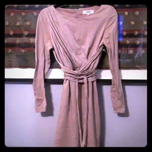 Tibi taupe faux wrap dress